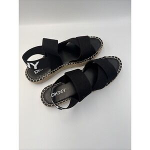 DKNY womens strappy espadrille sandals vacation beach summer black Size 7.5